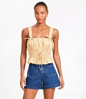 Poplin Ruched Tie Peplum Tank Top