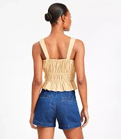 Poplin Ruched Tie Peplum Tank Top