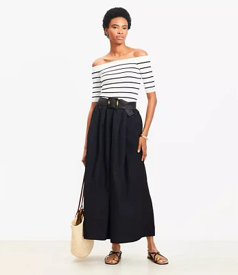 Poplin Pleated Maxi Pocket Skirt