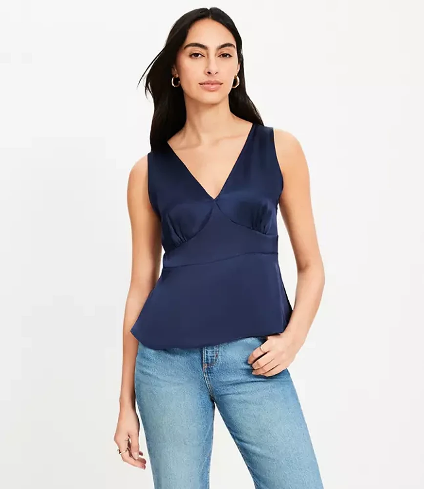 Double V Peplum Tank Top