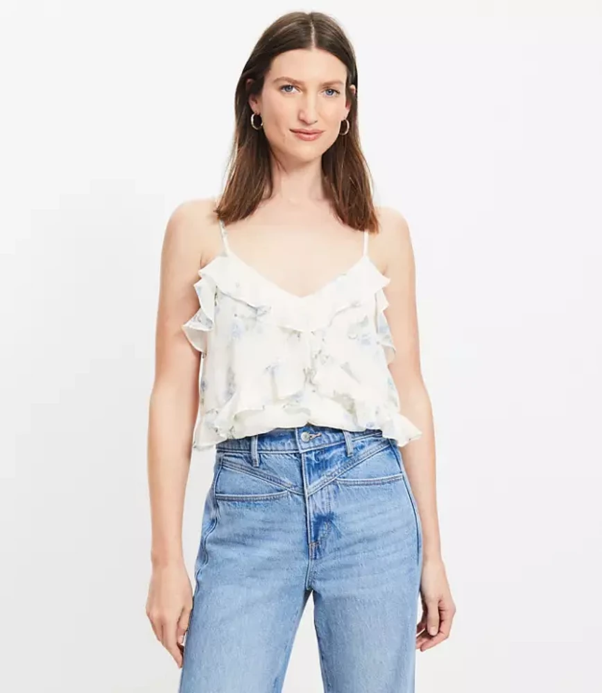 Petite Floral Chiffon Ruffle Cami