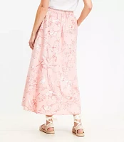 Bird Toile Poplin Pull On Maxi Pocket Skirt