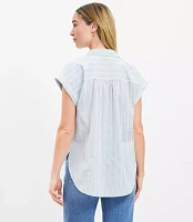 Striped Seersucker Dolman Everyday Shirt