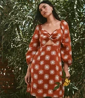 LOFT Beach Sunny Linen Cutout Twist Mini Pocket Dress
