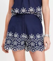 Petite Floral Eyelet Pleated Shorts