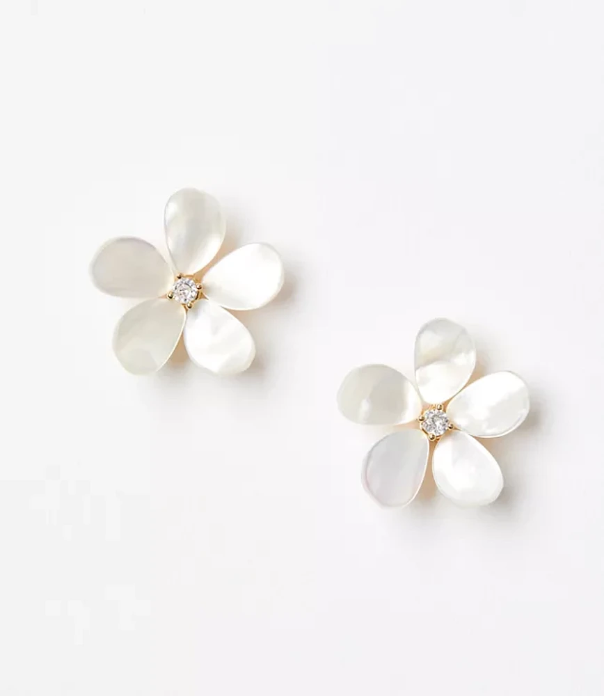 Mother Of Pearl Flower Stud Earrings