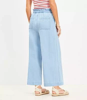 Petite Breezy Wide Leg Ankle Pants Chambray