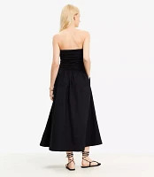 Petite Strapless Poplin Mixed Media Pocket Dress