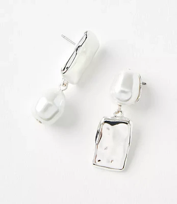 Pearlized Asymmetrical Drop Earrings