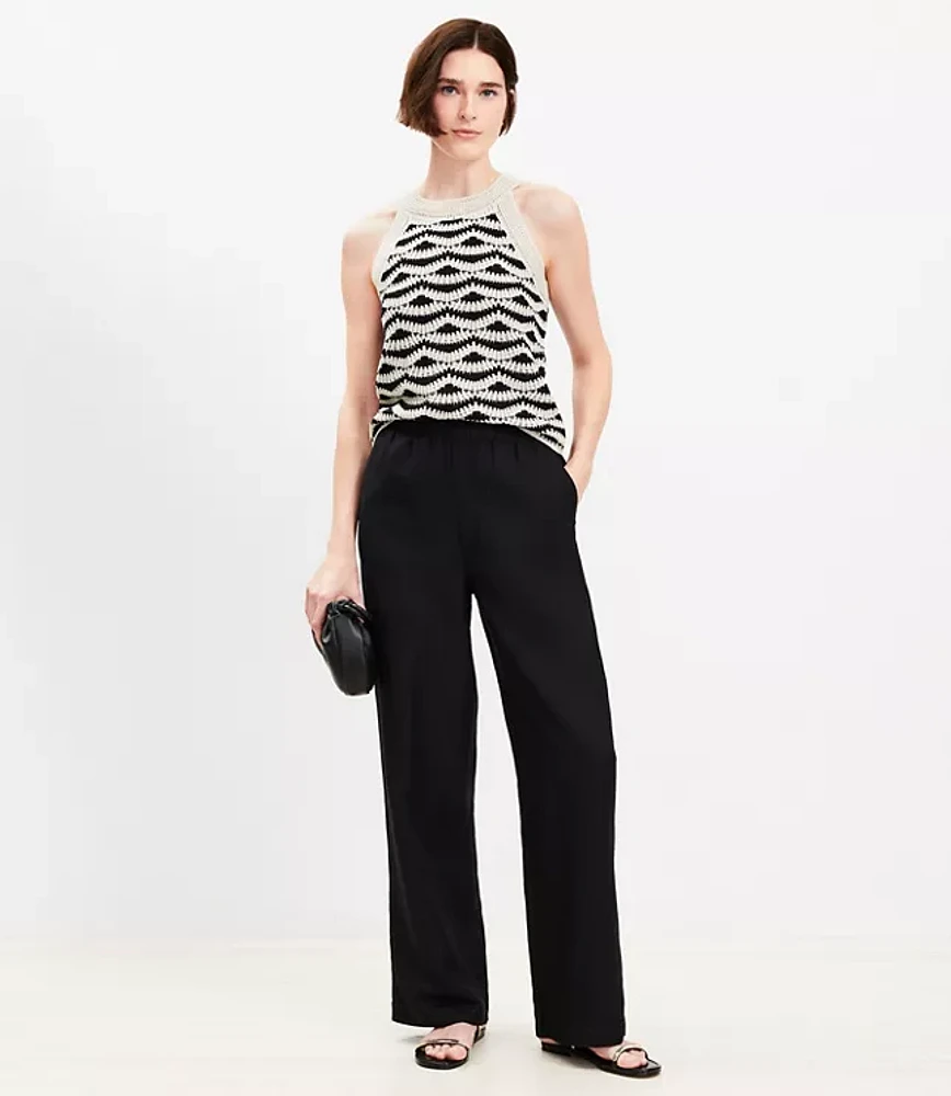 Tall Pull On Straight Pants Linen Blend