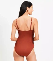 LOFT Beach Shirred Cutout One Piece Swimsuit