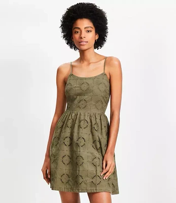 Petite Mosaic Eyelet Strappy Mini Pocket Dress
