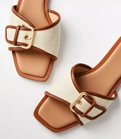 Canvas Buckle Slide Sandals