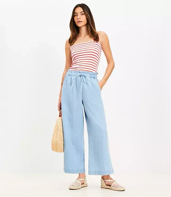 Breezy Wide Leg Ankle Pants Chambray