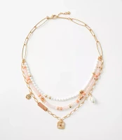 Pearlized Layered Charm Statement Necklace