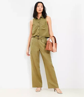 Tall Drapey Cargo Pants Linen Blend