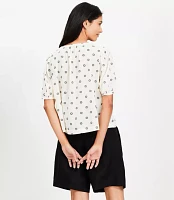 Petite Dotted Bubble Sleeve Blouse