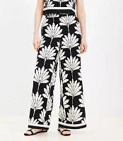 Petite Palm Pull On Wide Leg Pants Linen Blend