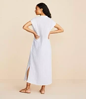 Petite Lou & Grey Striped Triple Cloth Split Neck Maxi Dress