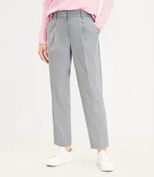 Pleated Pull On Slim Pants Heathered Brushed Flannel