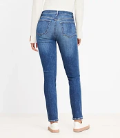 Button Front High Rise Skinny Jeans Classic Mid Wash