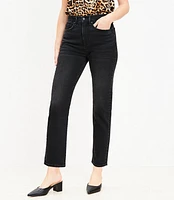 High Rise Slim Jeans Washed Black