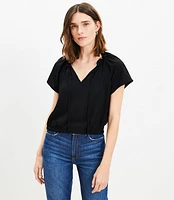 Petite Front Tie Bubble Blouse