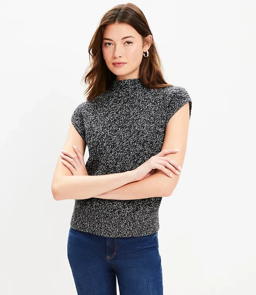 Ribbed Wedge Mock Neck Sweater