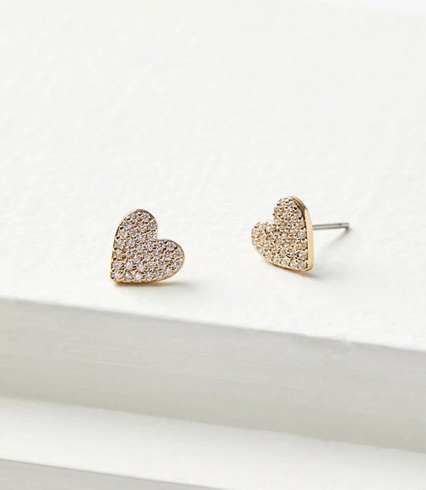 Demi Fine Pave Heart Stud Earrings