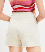 Petite High Rise Denim Mini Roll Shorts Popcorn