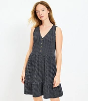 Petite Button Flounce Mini Dress