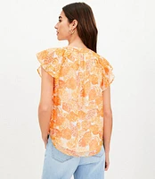 Petite Shell Flutter V-Neck Top