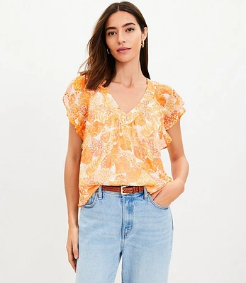 Petite Shell Flutter V-Neck Top