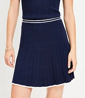 Petite Pointelle Pleated Mini Sweater Skirt