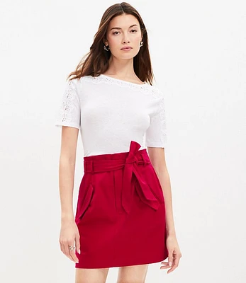 Tie Waist Flap Pocket Skirt