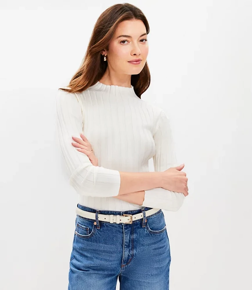 Ribbed Mock Neck Sweater