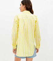 Petite Striped Poplin Oversized Pocket Shirt