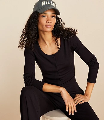 Lou & Grey Ribbed Abbreviated Cardigan