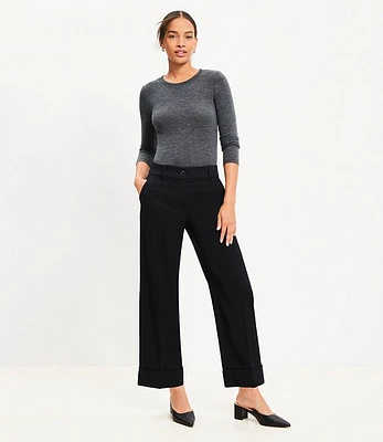 Straight Cropped Cuff Pant Twill