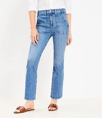 Petite High Rise Kick Crop Utility Jeans Light Wash