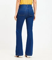 Petite High Rise Patch Pocket Slim Flare Jeans Light Wash