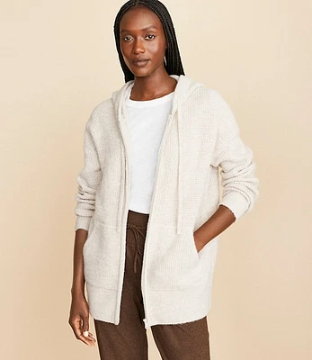 Lou & Grey Wafflestitch Zip Hoodie Tunic Sweater