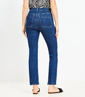 Petite High Rise Kick Crop Utility Jeans Dark Rinse Wash