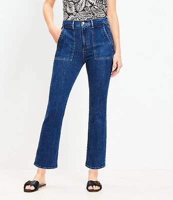 Petite High Rise Kick Crop Utility Jeans Dark Rinse Wash