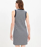 Petite Striped Scalloped Ribbed Mini Dress