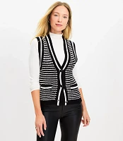 Striped V-Neck Pocket Sweater Vest