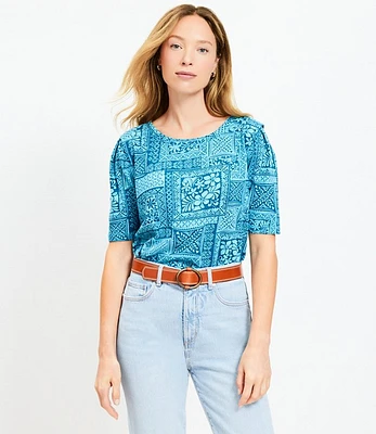 Tile Pleated Sleeve Tee