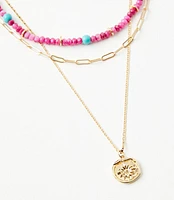 Coin Beaded Layered Necklace