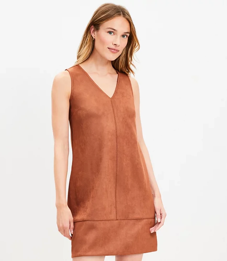 Petite Faux Suede Mini Shift Dress