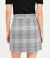 Petite Plaid Belted Mini Skirt